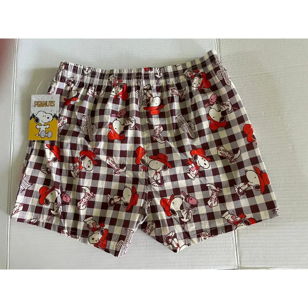 Snoopy Peanuts Cowboy Men’s Boxer Brief Lounge Wear Underwear Size M NWT